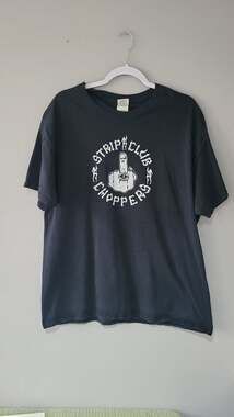 Strip Club Choppers Middle Finger Pole Dancer Graphic T-Shirt Black XL